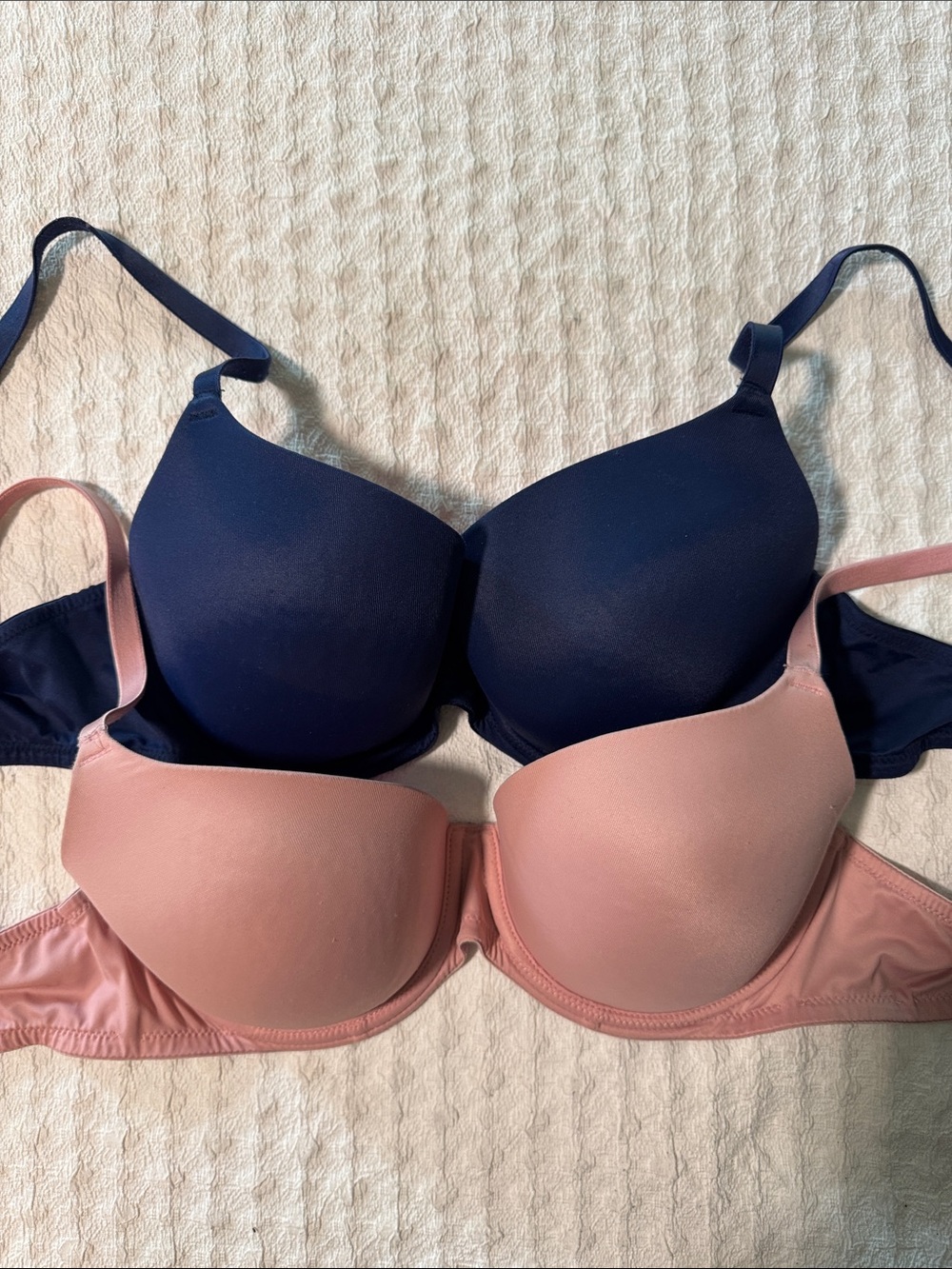 PINK Victoria's Secret Smooth Molded Bras - Navy & Blush Pink